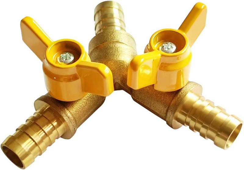 Uenede Brass 5/8 Inch 3-way Y-shaped Shut-off Ball Valve with 2-switch 5/8" Hose Barb Include 3 Stainless Steel Clamps Hose Pipe Barb Fitting for Water/Oil/Gas - Image 4